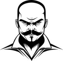 Strong Bold Man with Mustache Art for Tattoo Design and Graphic Projects vector