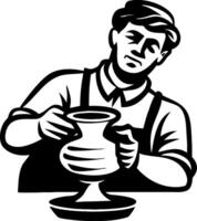 Potter Creating Fine Clay Pot Handcrafted Artisanal Sculpture Design vector