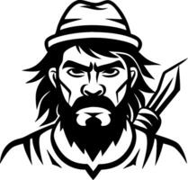 vikingo guerrero personaje con barba y sombrero para tatuaje diseño o colorante libro vector