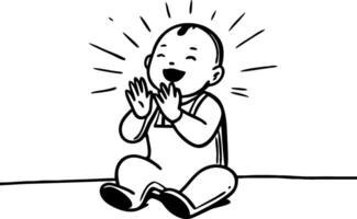 Joyful Baby Clapping Cheerful Expression Simple Lineart Design for Crafts and Illustrations vector