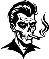 Cool Skull Man with Cigarette Retro Vintage Style Graphic Design for Tattoos and Apparel vector