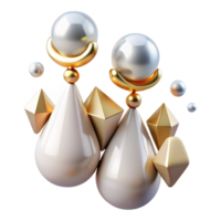 dramatic abstract Pearl Earrings Drop Design Isolated on Transparent Background high resolution png