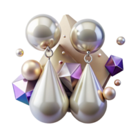 impressive rustic Pearl Earrings Drop Design Isolated on Transparent Background high resolution png