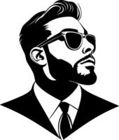 Stylish Man in Sunglasses with Beard and Suit Graphic for Fashion and Design Projects vector