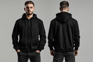 Two men in black hoodies mockup photo