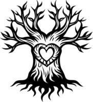 Heart Carved Tree Design for Creative Projects and Symbolic Art vector