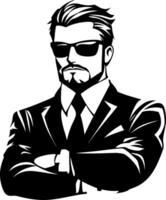 Stylish Confident Man in Sunglasses and Suit Graphic for Modern Design Projects vector