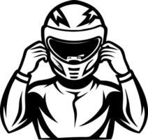 Racing Driver Putting on Helmet Illustration for Motorsports Design and Apparel vector