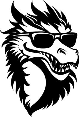 Cool Dragon Head with Sunglasses Illustrated Design for T-Shirts and Tattoos