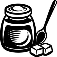 Honey Jar with Spoon and Sugar Cubes for Culinary Design and Graphic Projects vector