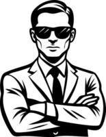 Stylish Man in Sunglasses with Crossed Arms Illustration for Modern Design Projects vector