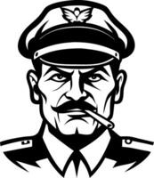 Bold Military Officer Portrait with Smoking Pipe for Graphic Design Projects vector
