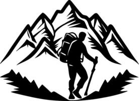 Hiker Trekking Through Majestic Mountains Design for Adventure Theme Projects vector
