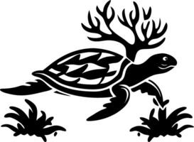 Turtle with Antlers and Grass Creative Illustration for Unique Designs vector