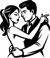 Romantic Couple Embracing in Silhouette Design for Tattoo Art and Coloring Pages vector