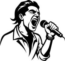 Dynamic Male Singer with Microphone in Midperformance Illustration for Music Projects vector