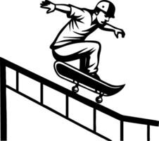 Skateboarder Performing a Grind Trick on Rail in Urban Environment for Sports Enthusiasts vector