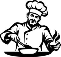 Chef Cooking Delicious Meal with Smiling Expression and Spoon in Hand for Culinary Creations vector