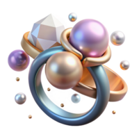 magnificent creative Pearl Ring Cocktail Ring Design Isolated on Transparent Background detailed png