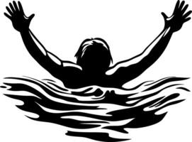 Silhouette of a Person Struggling in Water with Outstretched Hands Symbolizing Drowning vector