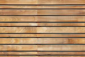 Wooden panel wall featuring horizontal planks with a natural finish. The wood displays a warm tone and smooth texture, showcasing the grain patterns. photo