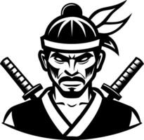 Samurai Warrior Character Design with Dual Swords for Tattoos and Graphic Art Projects vector