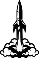 Rocket Launching From Clouds Powerful Graphic Design for Tattoos and Coloring Books vector