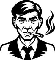 Vintage Man Portrait with Cigarette in Suit for Retro Style Design and Tattoo Inspiration vector