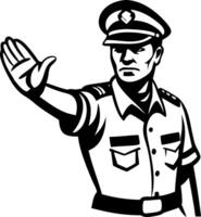 Police Officer Gesturing Stop in Classic Vintage Style Illustration for Graphic Design Projects vector