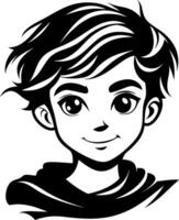 Charming Cartoon Boy Character with Playful Hair and Friendly Smile Suitable for Illustrations vector