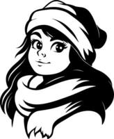 Charming Winter Girl with Scarf and Beanie in Art for Creative Projects vector