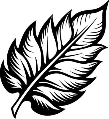 Detailed Tropical Leaf Design for Tattoo Art and Coloring Pages