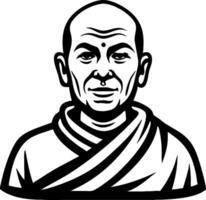 Detailed Portrait of a Serene Monk Ideal for Tattoo Design and Meditation Themes vector