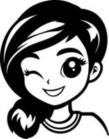 Playful Winking Girl Character Illustration for Coloring Pages and Fun Design Projects vector