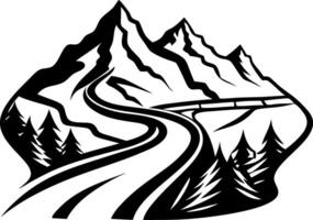 Winding Mountain Road with Pine Trees Art Ideal for Outdoor Adventure Design vector