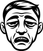 Sad Expression Art Depicting Exhausted Man for Tattoo Designs and Graphic Applications vector