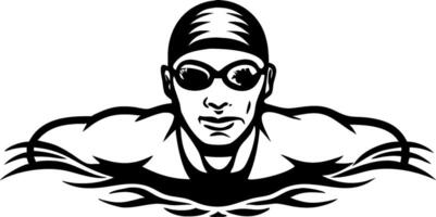 Dedicated Swimmer Embracing Speed and Technique in Water Sports Illustration vector