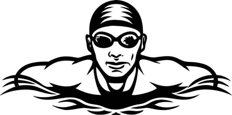 Dedicated Swimmer Embracing Speed and Technique in Water Sports Illustration