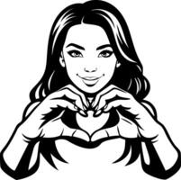 Joyful Woman Making Heart Shape with Hands for Love and Connection Themes vector