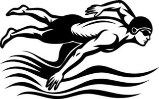 Dynamic Swimmer Silhouette Illustrating Speed and Motion in Water Sports Activities vector