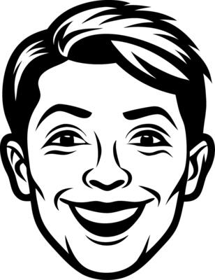 Happy Smiling Face Illustration for Tattoos and Coloring Books