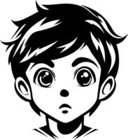 Expressive Boy Character Face with Big Eyes and Stylish Hair for Creative Projects vector