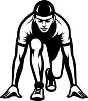 Athletic Sprinter in Starting Position Design for Sports Branding and Fitness Artwork vector