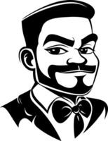 Stylized Man with a Mustache Wearing a Bow Tie Illustration for Design Projects vector