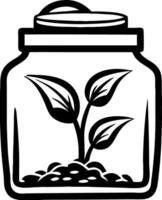 Botanical Growth Jar Illustration for Eco-Friendly Design Projects vector