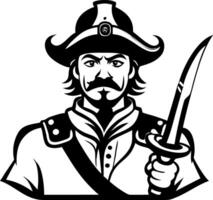 Bold Pirate Captain Illustration with Sword for Tattoo Design or Graphic Projects vector