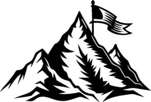Majestic Mountain Peak with Flag Symbolizing Adventure and Exploration vector