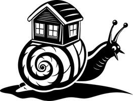 Whimsical Snail with House Shell Design Perfect for Tattoo or Coloring Book Art vector