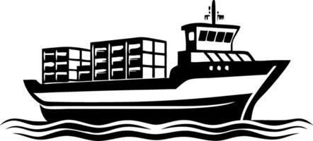 Cargo Ship Sailing on Waves with Shipping Containers Graphic Design for Nautical Themes vector