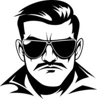 Bold Male Face with Sunglasses and Mustache Design for Graphic Projects vector